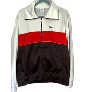 VINTAGE LACOSTE Sport track jacket zip up size EU 7 / 2XL US Color block zip up